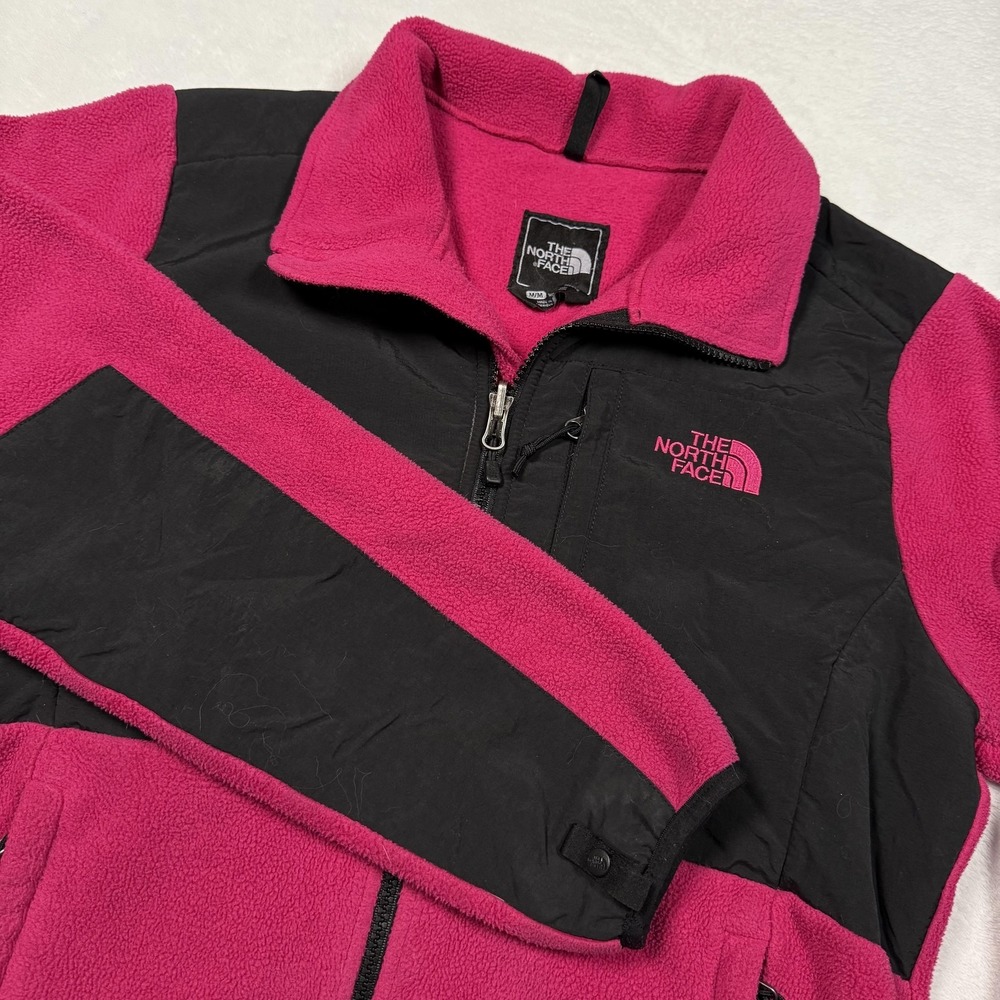 The North Face Jacket Womens Medium‎ Pink Black Denali Fleece Full Zip Outdoor
